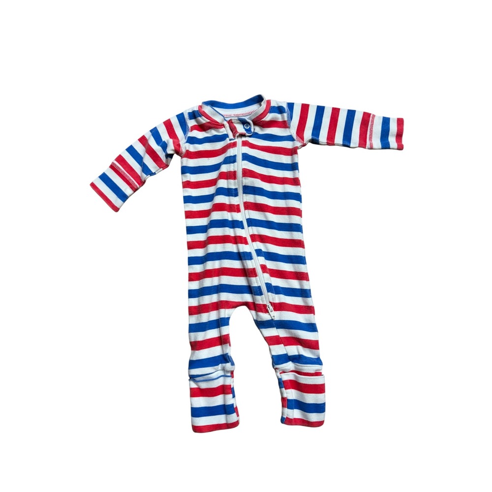 Monica + Andy‎ Newborn Baby Sleeper Red White Blue Striped Zipper Pajamas Footie